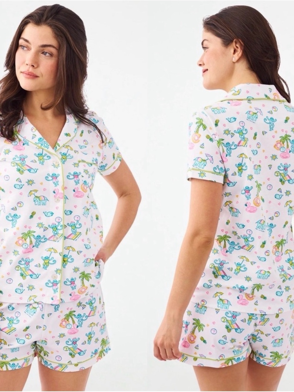 Roller Rabbit Pink Tropical Print Short Pajama Set